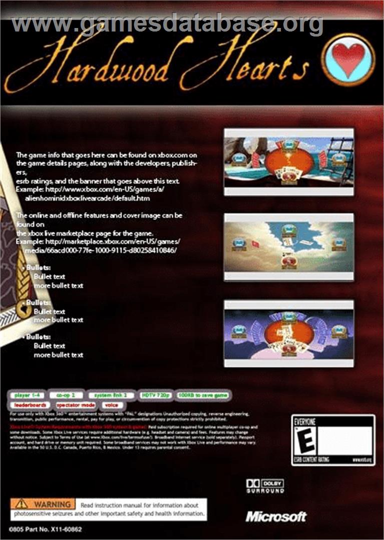 Hardwood Hearts - Microsoft Xbox Live Arcade - Artwork - Box Back