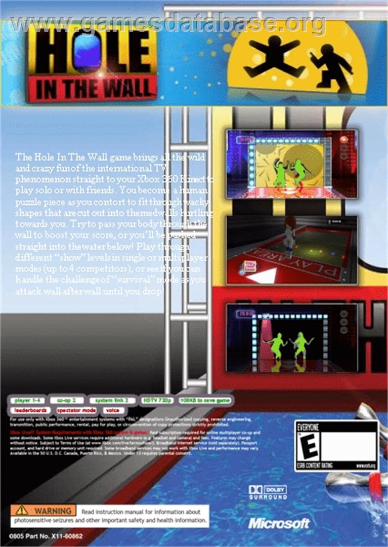 Hole In The Wall - Microsoft Xbox Live Arcade - Artwork - Box Back