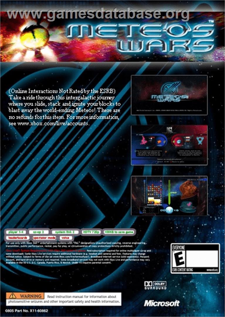 METEOS WARS - Microsoft Xbox Live Arcade - Artwork - Box Back