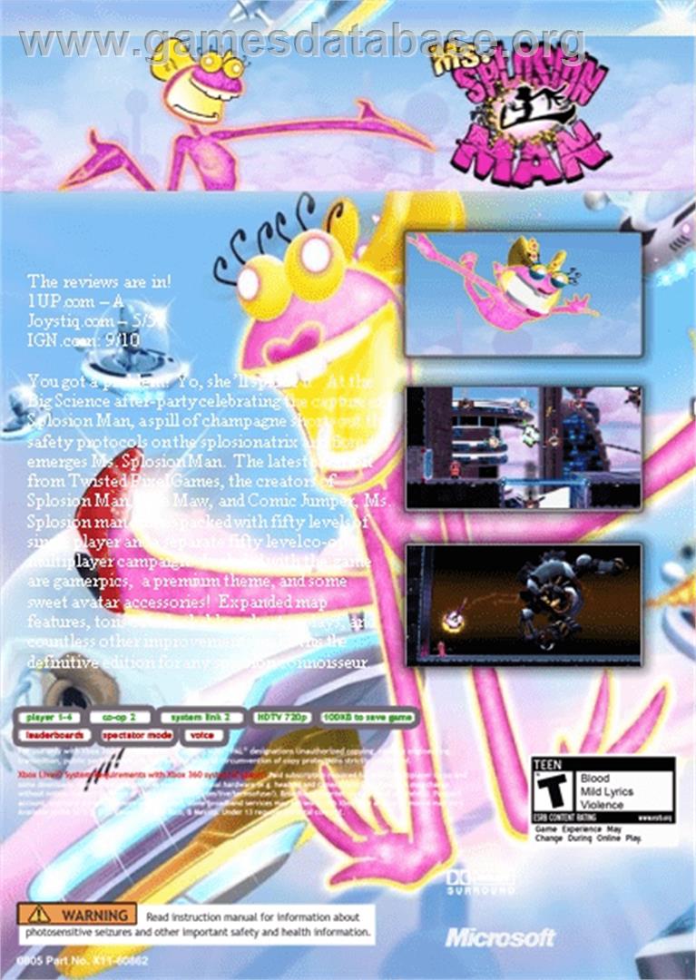 Ms. Splosion Man - Microsoft Xbox Live Arcade - Artwork - Box Back