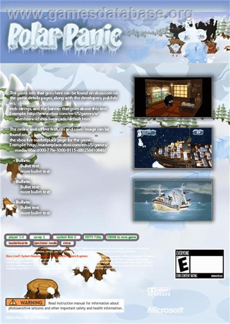 Polar Panic - Microsoft Xbox Live Arcade - Artwork - Box Back