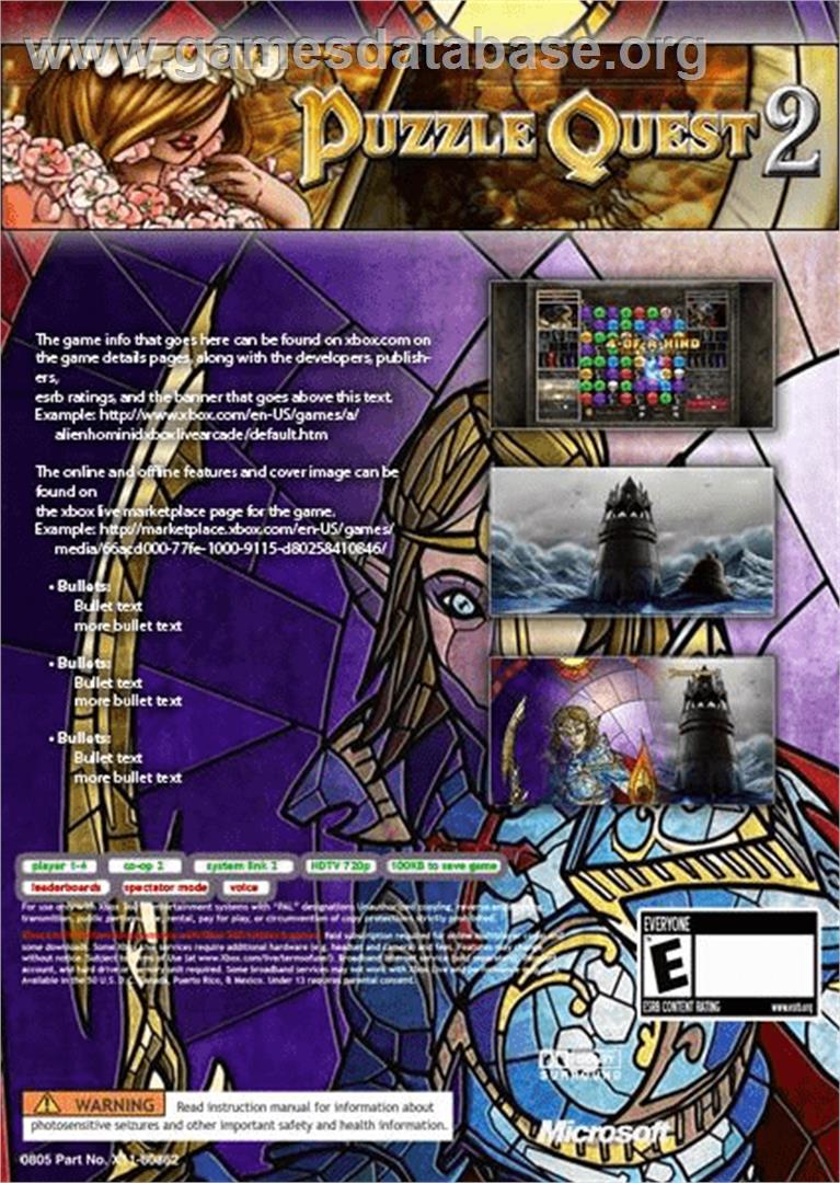 Puzzle Quest 2 - Microsoft Xbox Live Arcade - Artwork - Box Back