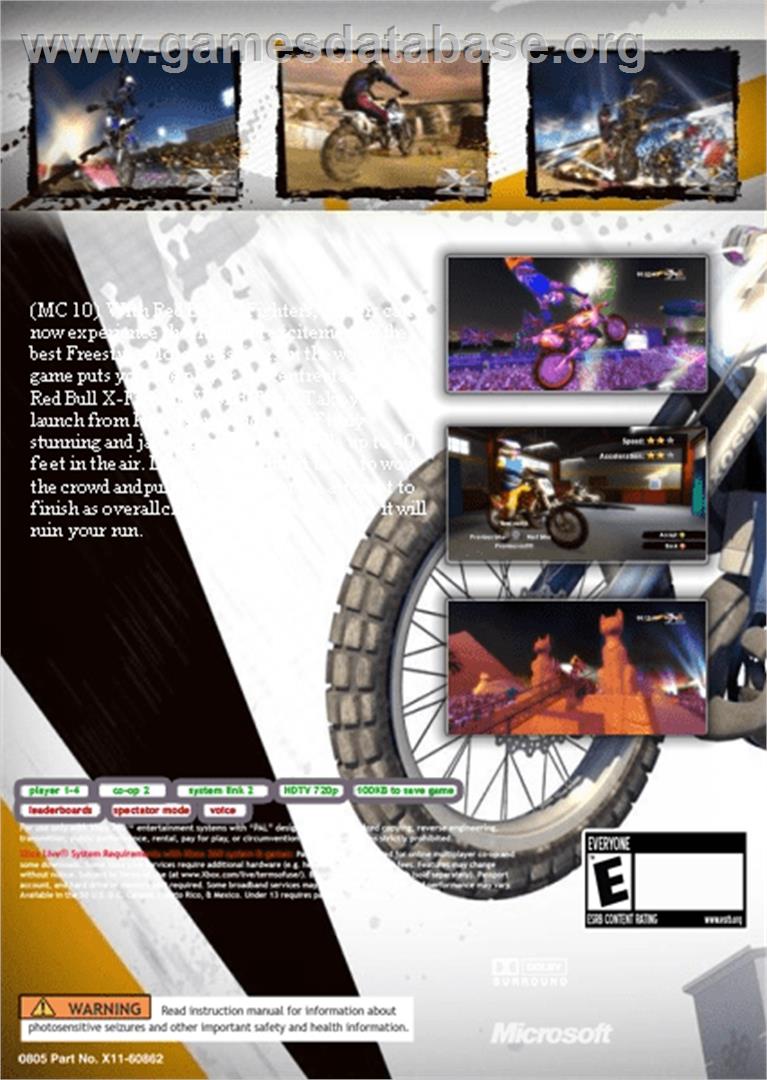 Red Bull X-Fighters - Microsoft Xbox Live Arcade - Artwork - Box Back