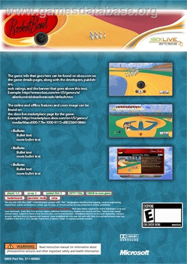 RocketBowl - Microsoft Xbox Live Arcade - Artwork - Box Back