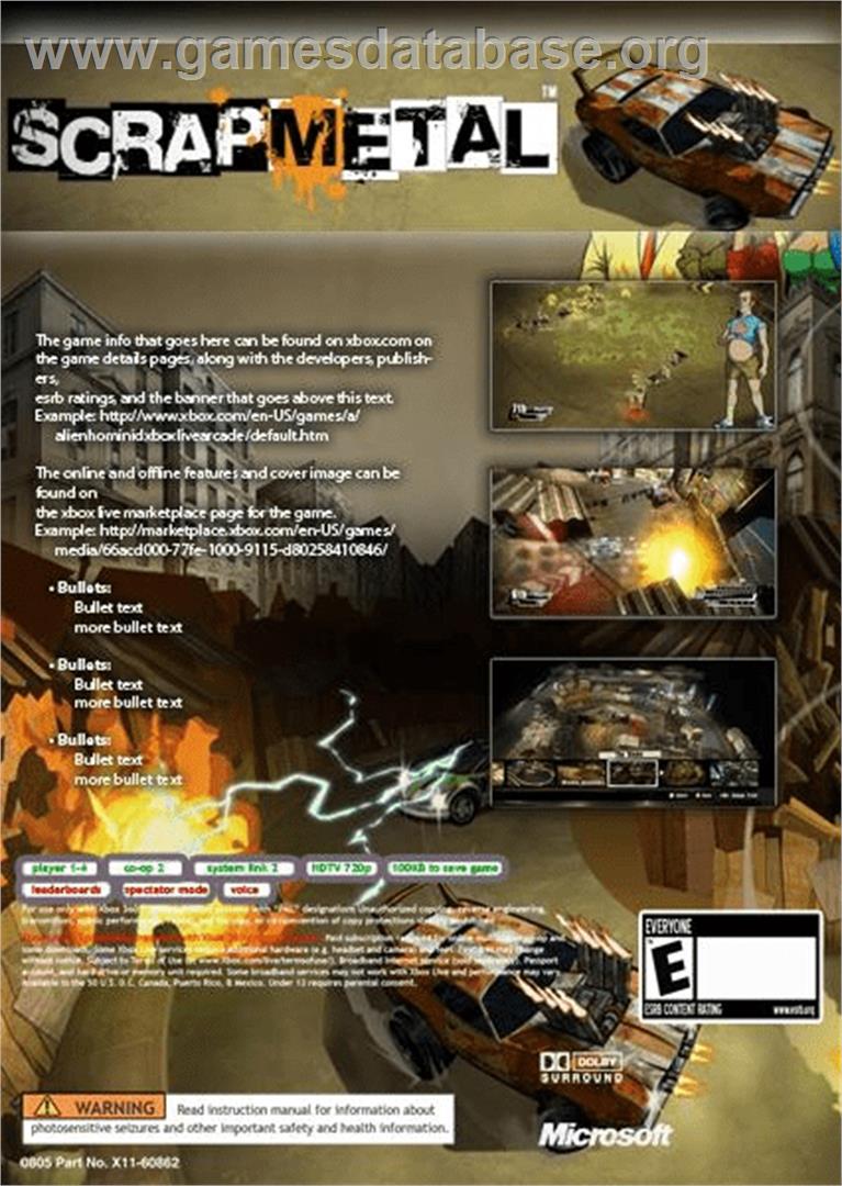 Scrap Metal - Microsoft Xbox Live Arcade - Artwork - Box Back