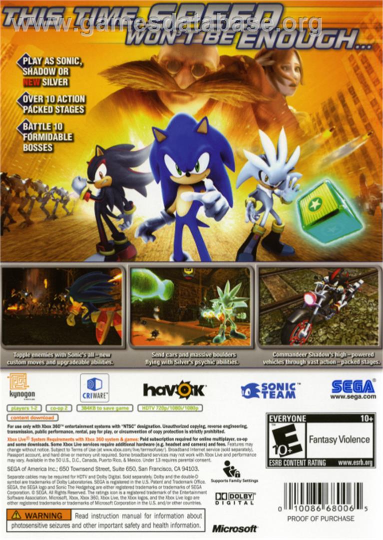 Sonic The Hedgehog - Microsoft Xbox Live Arcade - Artwork - Box Back