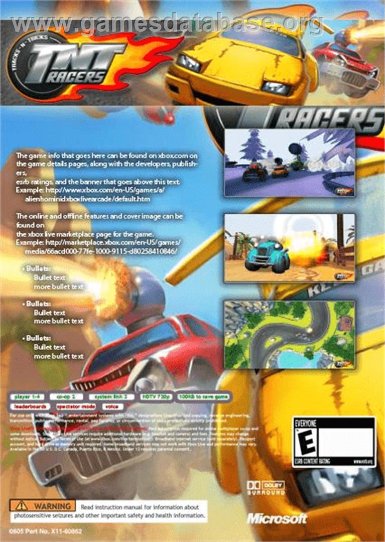 TNT Racers - Microsoft Xbox Live Arcade - Artwork - Box Back