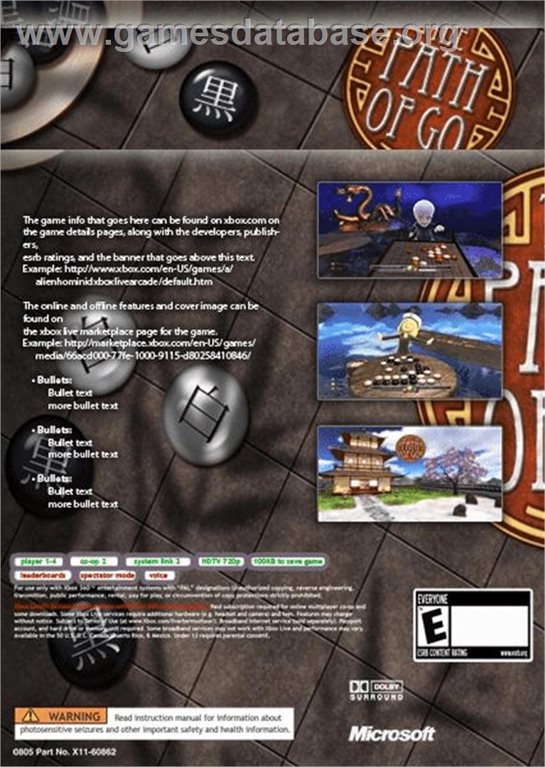 The Path of Go - Microsoft Xbox Live Arcade - Artwork - Box Back