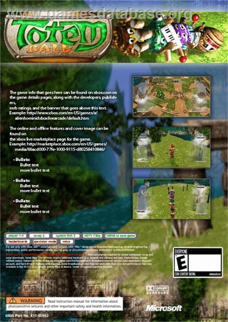 TotemBall - Microsoft Xbox Live Arcade - Artwork - Box Back