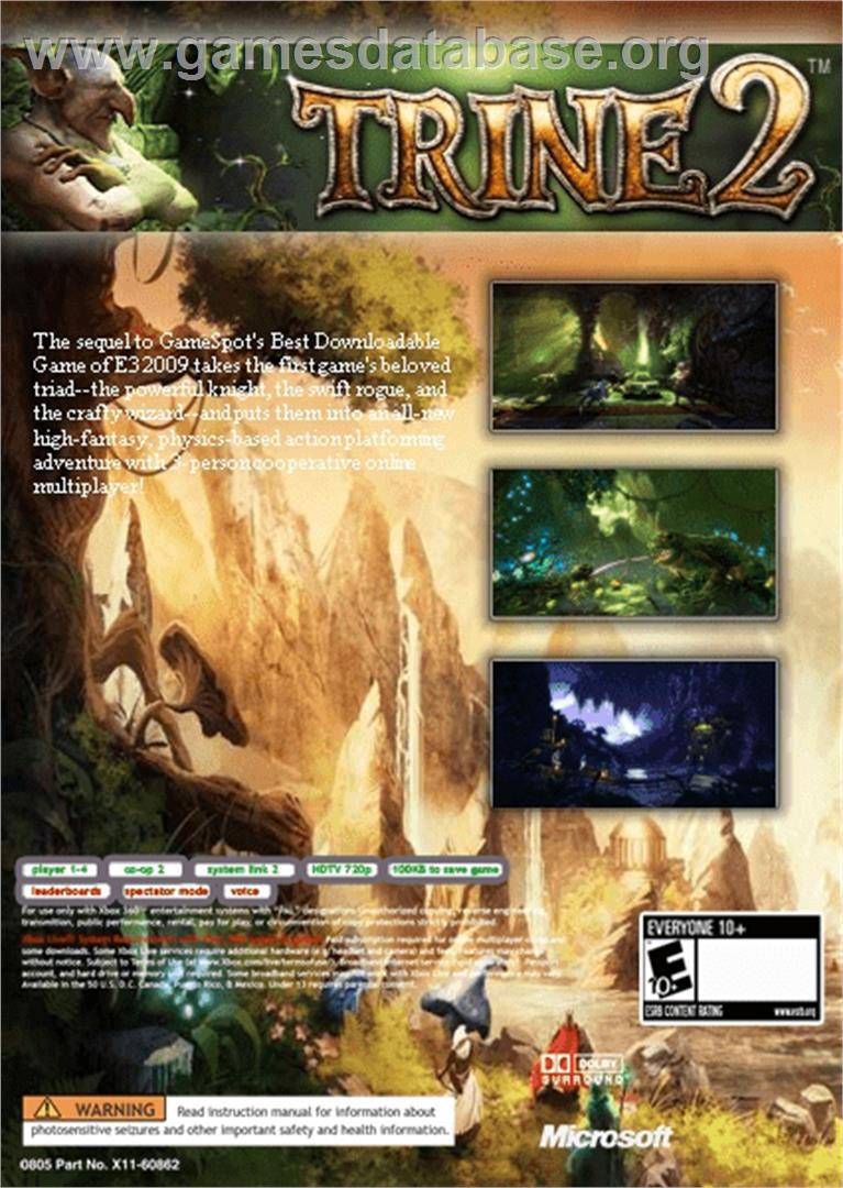 Trine 2 - Microsoft Xbox Live Arcade - Artwork - Box Back