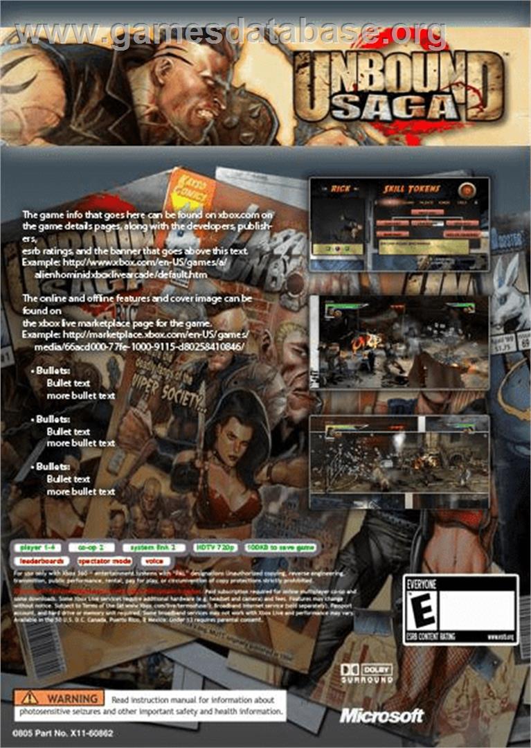Unbound Saga - Microsoft Xbox Live Arcade - Artwork - Box Back