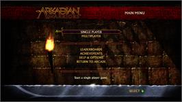 Title screen of Arkadian Warriors on the Microsoft Xbox Live Arcade.