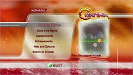 Title screen of Contra on the Microsoft Xbox Live Arcade.