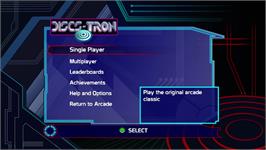 Title screen of Discs Of Tron on the Microsoft Xbox Live Arcade.
