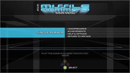 Title screen of Missile Command on the Microsoft Xbox Live Arcade.
