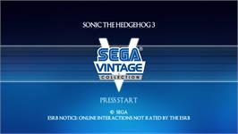 Title screen of Sonic The Hedgehog 3 on the Microsoft Xbox Live Arcade.