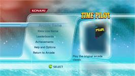 Title screen of Time Pilot on the Microsoft Xbox Live Arcade.