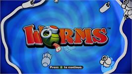 Title screen of Worms on the Microsoft Xbox Live Arcade.
