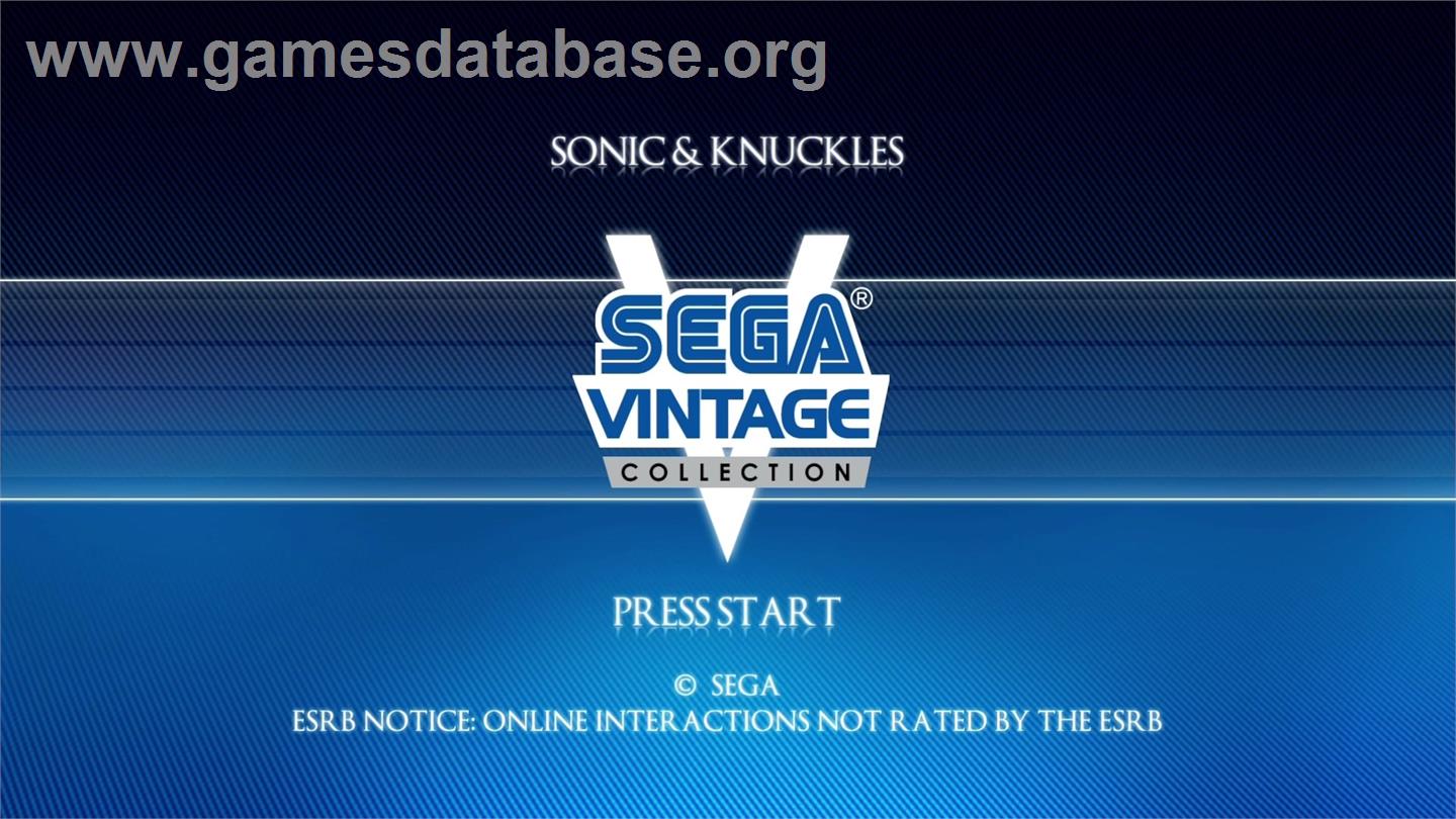 Sonic & Knuckles - Microsoft Xbox Live Arcade - Artwork - Title Screen
