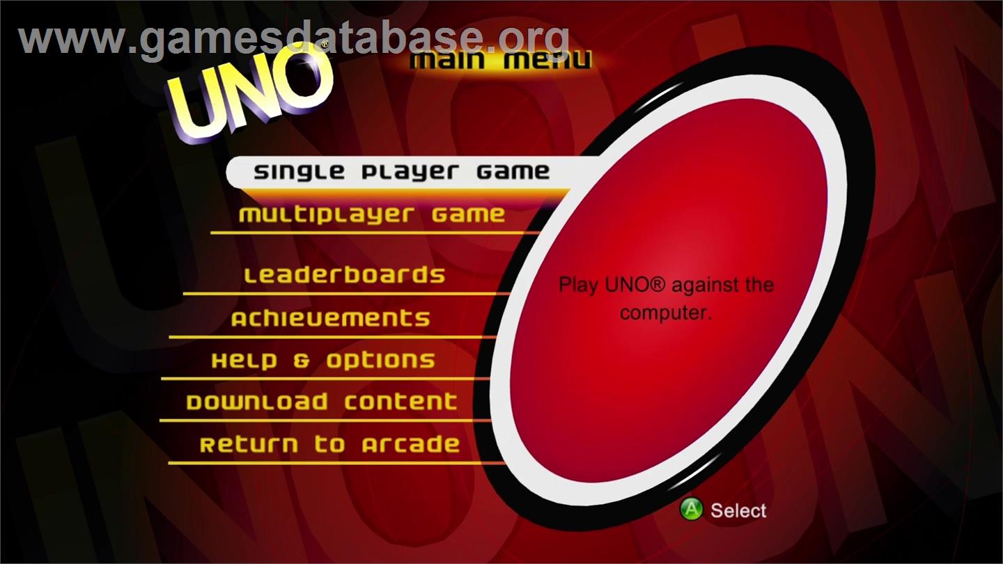 UNO - Microsoft Xbox Live Arcade - Artwork - Title Screen