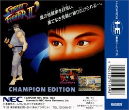Box back cover for Street Fighter II': Special Champion Edition on the NEC PC Engine.