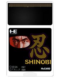 Cartridge artwork for Shinobi on the NEC PC Engine.