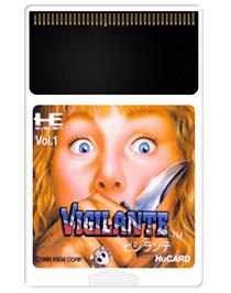 Cartridge artwork for Vigilante on the NEC PC Engine.