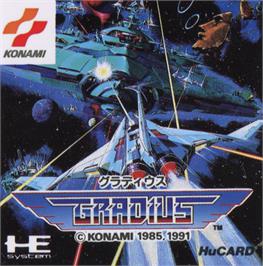 Top of cartridge artwork for Gradius on the NEC PC Engine.