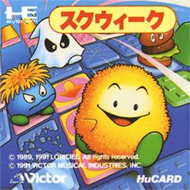 Top of cartridge artwork for Skweek on the NEC PC Engine.