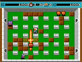 In game image of Bomberman on the NEC PC Engine.