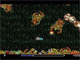 In game image of R-Type on the NEC PC Engine.