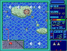 In game image of Volfied on the NEC PC Engine.