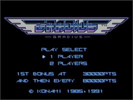 Title screen of Gradius on the NEC PC Engine.