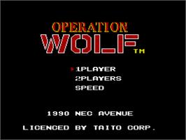 Title screen of Operation Wolf on the NEC PC Engine.
