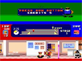 In game image of Bonanza Bros. on the NEC PC Engine CD.