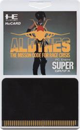 Cartridge artwork for Aldynes - The Mission Code For Rage Crisis on the NEC SuperGrafx.