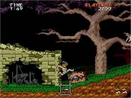 In game image of Daimakai Mura on the NEC SuperGrafx.