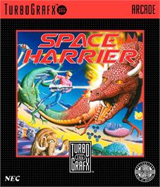 Box cover for Space Harrier on the NEC TurboGrafx-16.