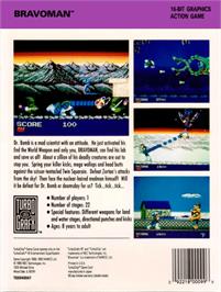Box back cover for Bravoman on the NEC TurboGrafx-16.
