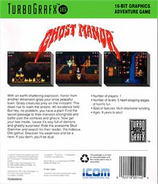 Box back cover for Ghost Manor on the NEC TurboGrafx-16.
