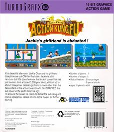 Box back cover for Jackie Chan's Action Kung Fu on the NEC TurboGrafx-16.