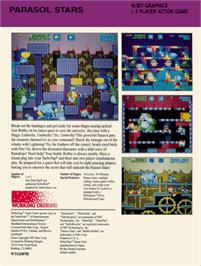 Box back cover for Parasol Stars: The Story of Bubble Bobble III on the NEC TurboGrafx-16.