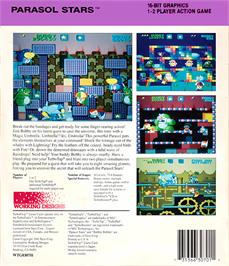 Box back cover for Parasol Stars - The Story Of Bubble Bobble 3 on the NEC TurboGrafx-16.