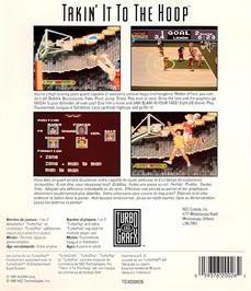 Box back cover for Takin' It To The Hoop on the NEC TurboGrafx-16.