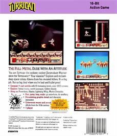 Box back cover for Turrican on the NEC TurboGrafx-16.