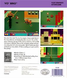 Box back cover for Yo' Bro on the NEC TurboGrafx-16.