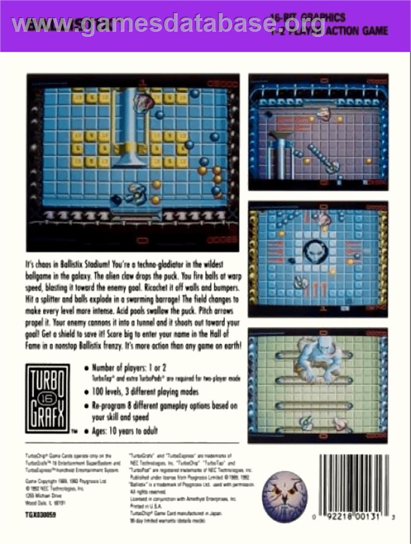 Ballistix - NEC TurboGrafx-16 - Artwork - Box Back