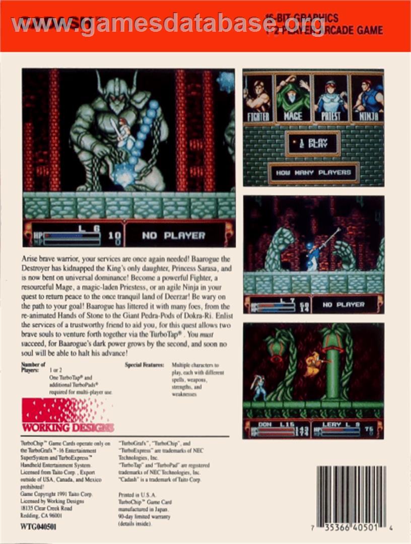 Cadash - NEC TurboGrafx-16 - Artwork - Box Back