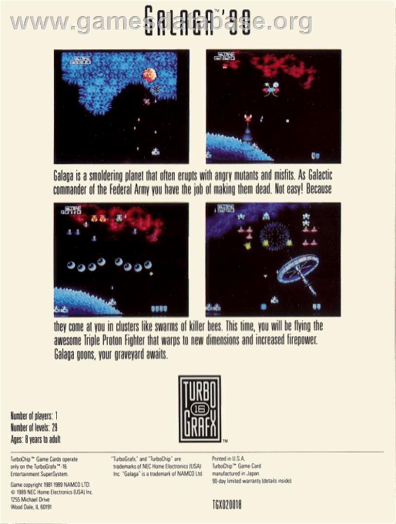 Galaga '90 - NEC TurboGrafx-16 - Artwork - Box Back