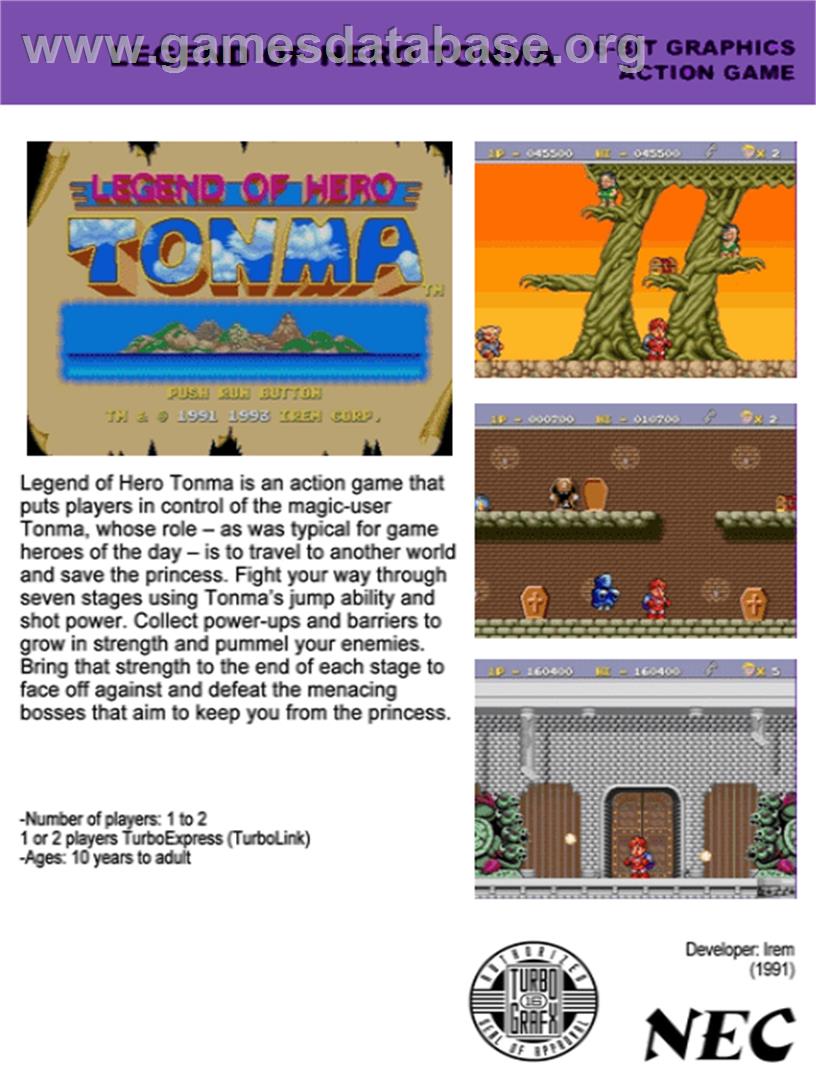 Legend of Hero Tonma - NEC TurboGrafx-16 - Artwork - Box Back